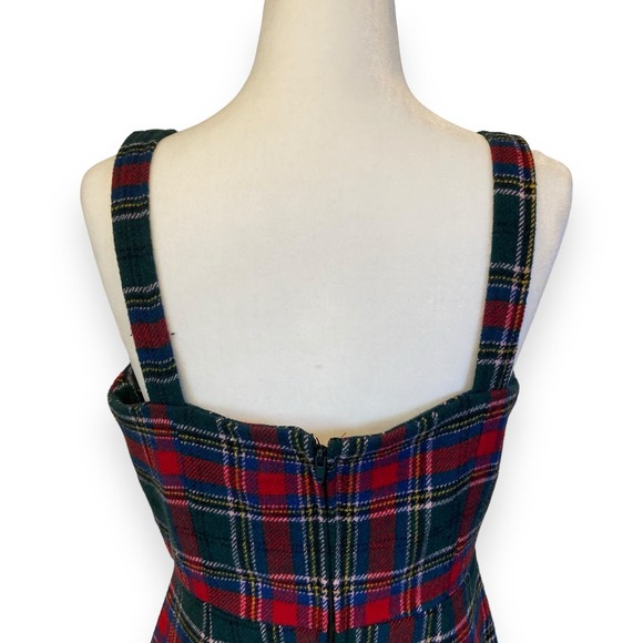 Copper Key Green and Red Plaid Square Neck Print Split Hem Dress - Picture 6 of 10